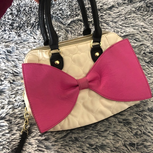 Betsey Johnson White Black Bow Handbag! Project bag! See details - Picture 11 of 11
